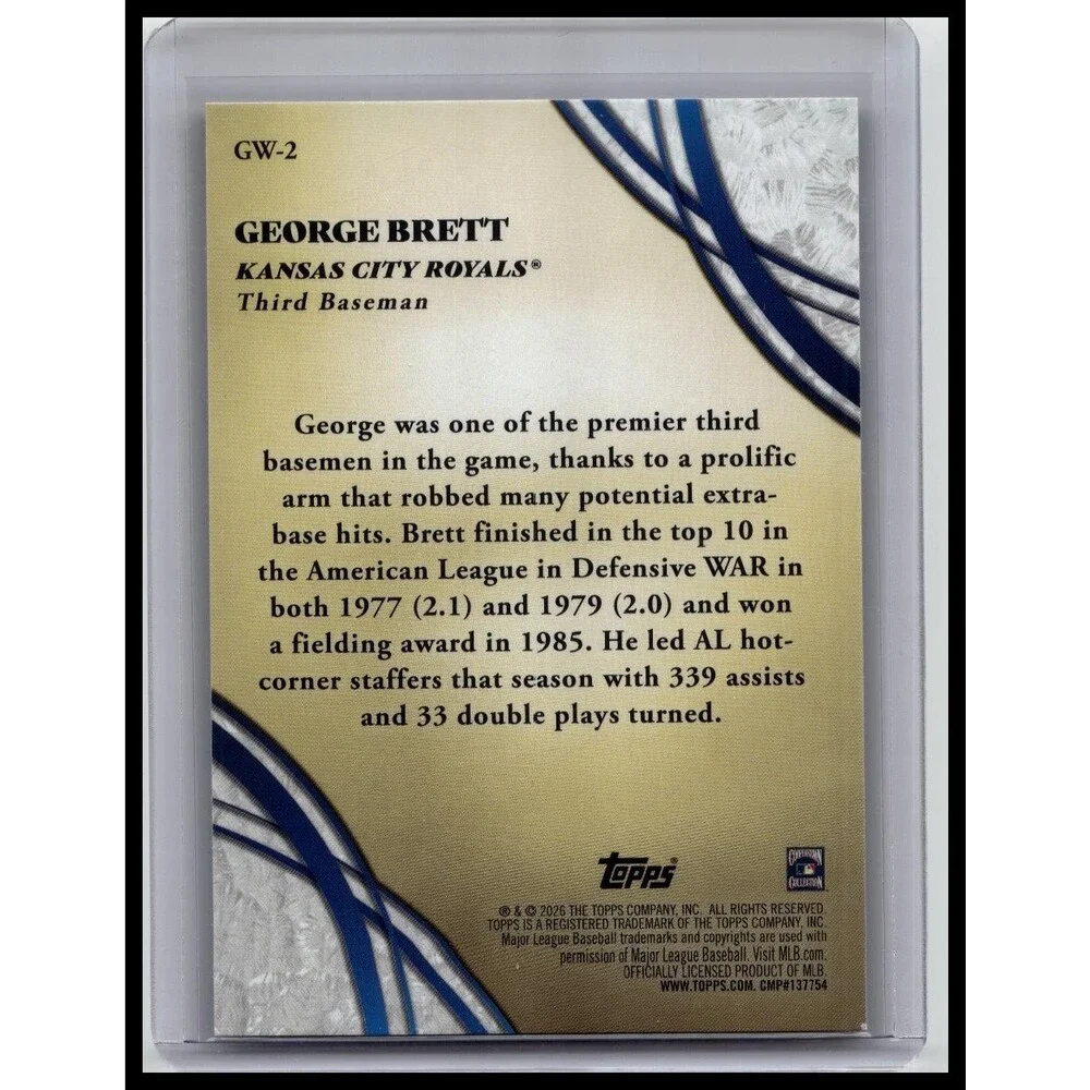 2026 Topps George Brett #GW-2 Kansas City Royals Glove Work Orange Foil #/25